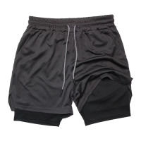 Shorts De Fitness Para Hombre Doble Capa 2 En 1 Deporte Entrenamiento En El Gimnasio Quick Dry Running Verano Talla Verdadera - details 10