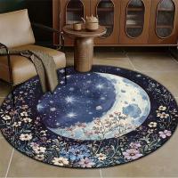 Carpetilla Circular Yin Yang Gato Con Suelo Antideslizante Flannel Lavable En Máquina Decoración Del Hogar Para Sala De Estar Ligera Moderna Polyester - details 7