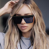 Gafas De Sol Retro Para Mujer Con Marco Grande UV400 Gradiente Negro Diseñador Un Pieza Ciclismo Polímero Transpirable Y Duradero - details 2