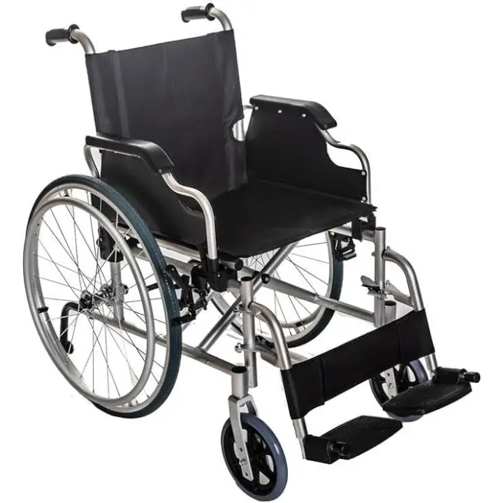 INKO MOBILITY - Silla de Ruedas Ligera 13,8kg - Plegable - Freno - Aluminio - Ruedas Macizas - Reposabrazos Abatibles - Reposapiés Extraíbles - 1