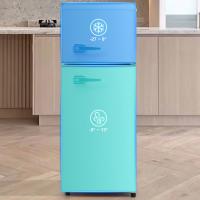 Vintage Nevera. Refrigerador refrigerado, 105,5 cm alto terreno, 41 cm anchura, doules, volumen total 92 litros, volumen freezador 28 litros. Estantes en la puerta y los estantes de cristal. 116 kWh/año, -27 °C ~ 13 °C, Luz LED. - details 2