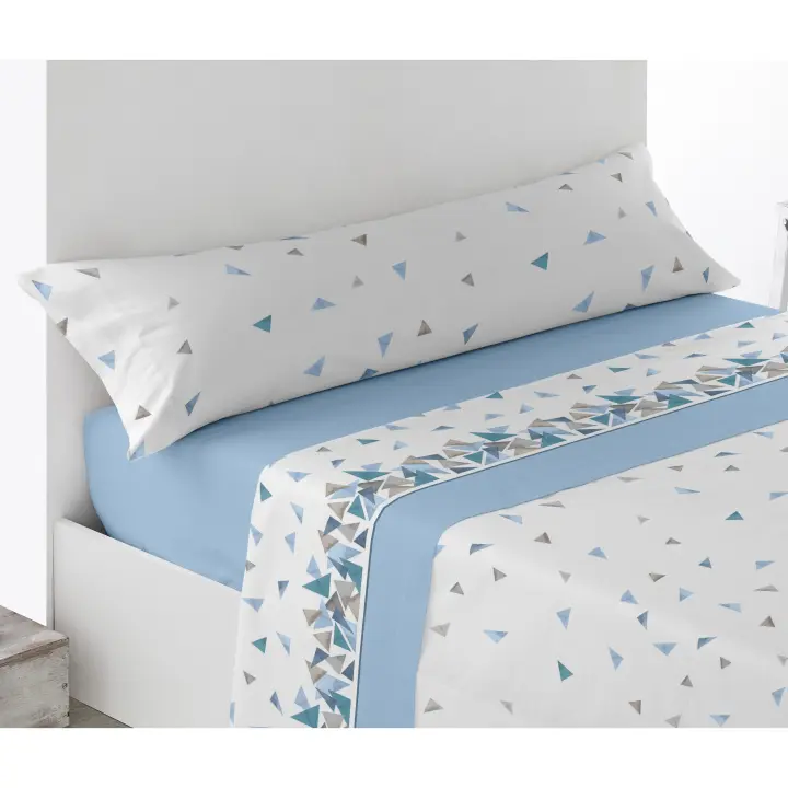 Unidad Juego de Sábanas Estampado Geométrico tacto Seda, ligera, suave, fresca. Cama 150, 135,105,90. Rosa, Azul, Gris. Juego de sábanas 100% Microfibra. Primavera, Verano. Dormitorio Elegante, Alegre, Colorido,Luz - 1