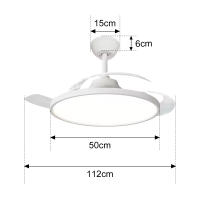Ventilador de techo LED Hola LED de 42" - 60 W, temperatura de color regulable, blanco, 6 velocidades, motor de CC de cobre, ultrasilencioso con control remoto - Perfecto para dormitorio y comedor - details 4
