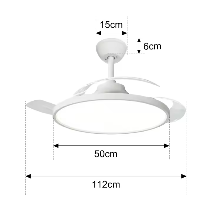 Hola LED Ventilador de Techo LED 42" Blanco – 60W, 6 Velocidades, Motor DC Silencioso, Luz Regulable en Color, con Mando a Distancia – Ideal para Dormitorio y Comedor - 1
