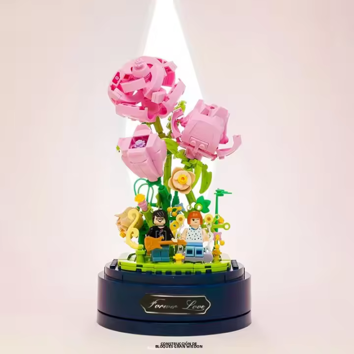 Bloques De Piano De Rosas Eternas Con Luz Bloques De Construcción Miniatura Para Decoración Del Hogar Regalo De Navidad Para Niños Y Adultos - 1