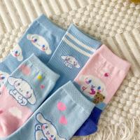 Calcetines Disney Miniso Cinnamoroll Para Mujer Azul De Algodón Peinado Medio Tubo Estilo Lindo Con Perro Dibujos Animados - details 5