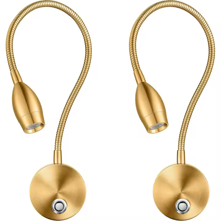 Lámparas de lectura LED regulables, cuello de cisne Flexible con atenuador táctil enchufable con cable, 3 modos de color, paquete de 2 - 1