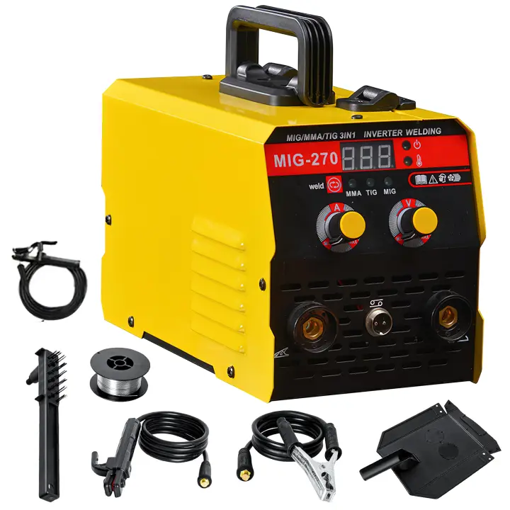 máquina de soldadura Mig semiautomática 3 en 1, soldador de soldadura con inversor de sincergia sin gas, arco de argón Tig,220V soldador eléctrico de arco inversor, con caja de almacenamiento de herramientas Herramienta de Soldadura Eléctrica de Precisión - 1