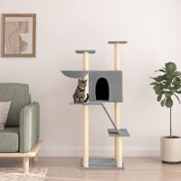 vidaXL Rascador para Gatos con Postes Árbol Torre de Escalada Sisal Color Crema,  Gris claro,  Gris oscuro y mas - details 1