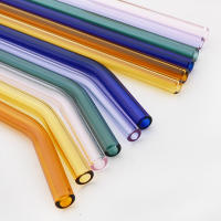 Juego De 8 Pajillas De Vidrio Borosilicato Alto Reutilizables Multicolor Ecológicas Para Cocktail Smoothie Té Con Bulbos - details 7