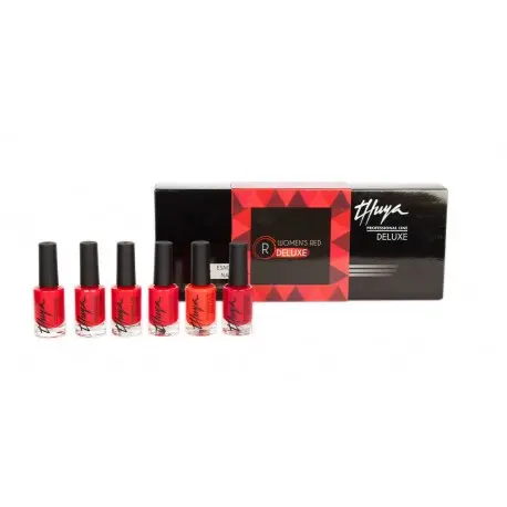 THUYA KIT ESMALTES DELUXE ROJOS 6 UNIDADES OPCION B - 1