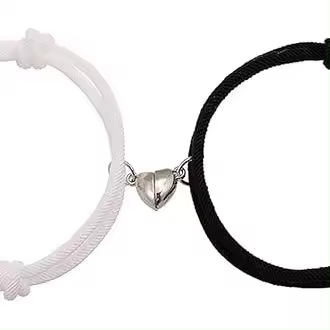 Pulseras magnéticas para parejas, pulseras de relación, regalos para parejas, 2 piezas de pulseras de pareja a juego con colgante de corazón de amor - 1