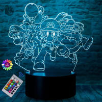 Lámpara De Noche LED 3D Illusion Yoshi 16 Colores Cambio Gradual Toque USB Para Regalos De Fiestas O Decoración Del Hogar - details 0