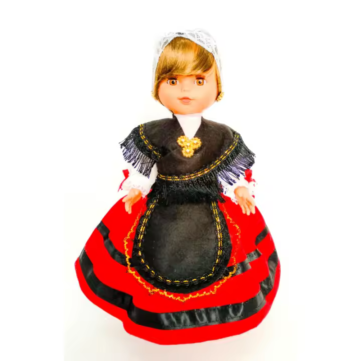 Muñeca regional Asturiana Folk Artesanía original colección 35 cm.vestido típico Asturias, fabricada en España - 1
