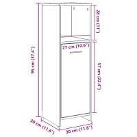 vidaXL Armario de baño madera contrachapada gris 30x30x95 cm - details 6