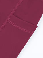 Shorts De Yoga Para Mujer CHRLEISURE Con 3 Bolsillos Tallas Trueñas Elasticidad Pantalones De Gym Y Ciclismo Color Sólido - details 1