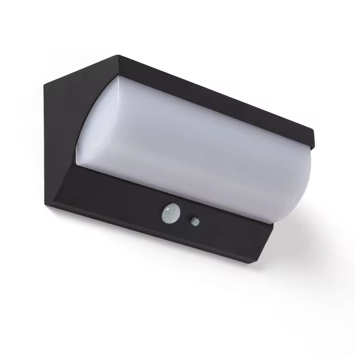 Ledkia Aplique de Pared Exterior Solar LED 5W Aluminio con Sensor de Movimiento Goran Negro - 1