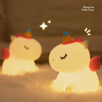Lámpara Nocturna De Silicona Unicornio Para Niños Luz LED Recargable Por USB Decoración De Habitación Animal Cartoon Lámpara Táctil Para Regalos - details 24