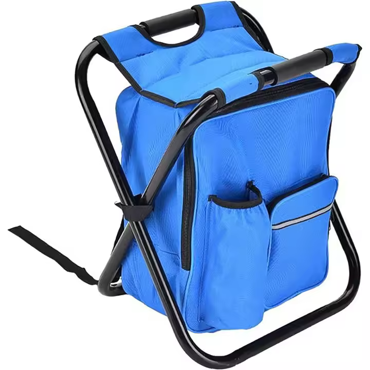 Silla Mochilero Plegable 2 en 1 Bolsa Refrigeradora Portátil al Aire Libre Asiento de Picnic para Senderismo Taburete de Jardín BBQ Taburete Compacto Capacidad de Carga 100 Kg - 1