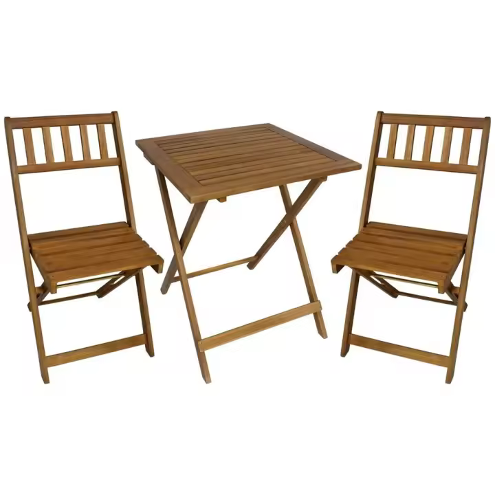Gerimport Conjunto mesa y silla Acacia plegable mobiliario diseño jardín terraza hogar - 1