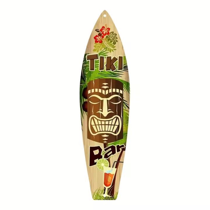 Cartel De Metal Tiki Bar Surf Estilo Americano Irregular Para Decoración De Pared Hogar Playa Club Barra Cocina Cuarto Dormitorio - 1