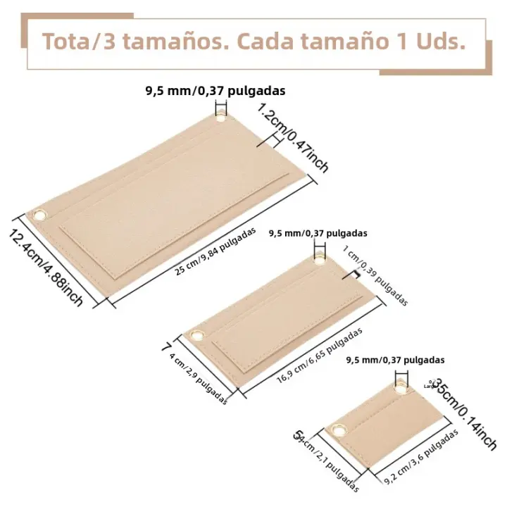 Organizador De Tamaños Diferentes Para Mujer Pochette Mini Cartera Clutch Envelope Bag Conversión Bag En Bag Multi-Pocket Insert Liner - 1