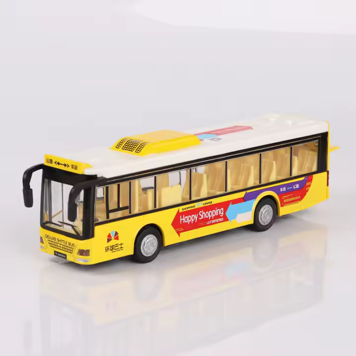 Juguete De Coche De Autobús a Escala 1/36 Metálico Con Sonido Luz Y Función Retroceso Puertas Abiertas 3 Juguetes De Ornamento Para Niños - 1