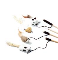 Juguete Interactivo Para Gatos 1PC Varita De Madera Con Plumas Coloridas Divertido Teaser Para Gatos Juguetes Para Mascotas - details 3