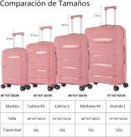 Maletas de viaje grandes color Rosa, Equipaje para avión, Maletas de viajes 23kilos (75x50x32 cm) y Mediana (66x45x28 cm) Rígida Polipropileno con 4 Ruedas Dobles 360°, Maletas de cabina - details 1