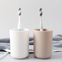 2 piezas diente S, titular de cepillo de dientes de baño, taza, 300ml taza de plástico (blanco y marrón) - details 1