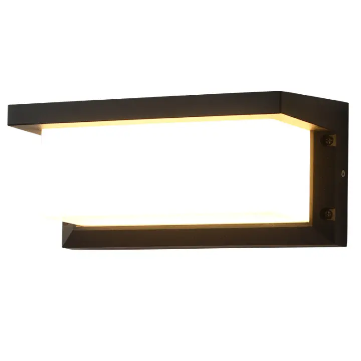 Aplique de Pared Exterior Aluminio Impermeable Jardín Villa Entrada A Prueba de Humedad Escalera Pasillo Luz-18W, 260*125*125mm, 3000K, 220V, Negro, 1pc - 1