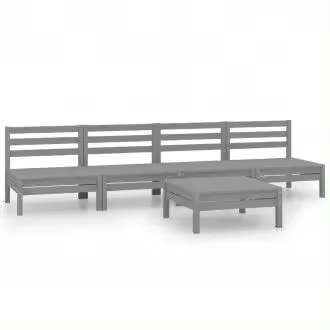 VIDAXL 3082489 conjunto de muebles para jardín de madera maciza de pino con un acabado en color gris vida xl - 1