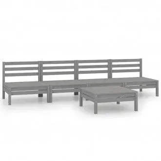 VIDAXL 3082489 conjunto de muebles para jardín de madera maciza de pino con un acabado en color gris vida xl - 1