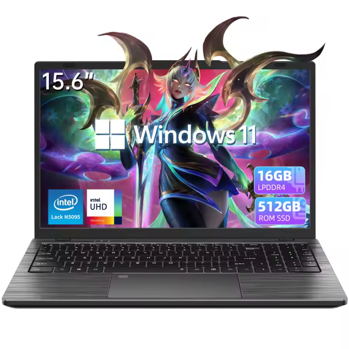 Portátil Vanwin 15,6, 24GB RAM, 512GB SSD, Procesador Intel Celeron n5095, WiFi 5G/2,4G, HDMI, USB 3,0*2, teclado Español, Bluetooth, Katería 38 Wh1, desbloqueo por Huella digital y bloqueo de Cámara - 1