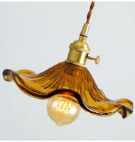 Lámpara Colgante De Vidrio Colorido LED Para Dormitorio Y Sala De Estar Estilo Art Decó Chandelier Colgante De Cobre Simple Para Bar Y Restaurantes - details 10