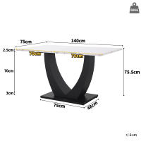 Juego de Mesa de Coque Moderno: Diseño U with Pitas Negras, Surface de Mármol Blanco Sillas de Tercpelo Gris Ergonómicas, ideal para Cocinas y Comedores Contemporáneos - details 5