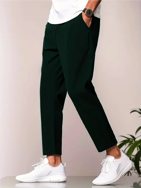 Nuevos Pantalones Casuales Para Hombre Primavera/Verano 2024 Color Sólido Deporte Quick Drying Cool Con Cinta Ajustable - 1
