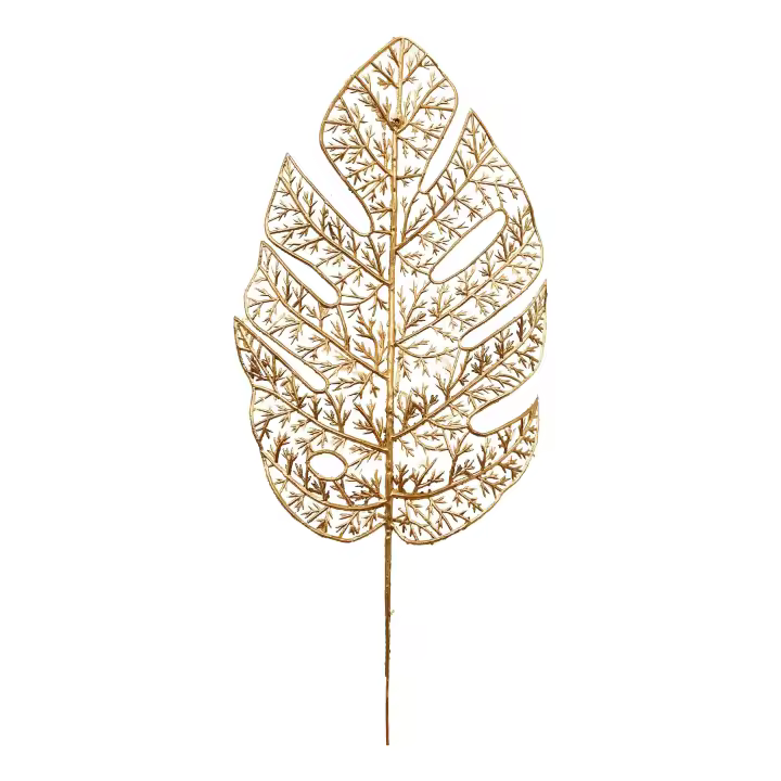 Poenia Arte Floral - Pack 12 Hoja Oro Plata Artificial 34cm - Adornos Navideños - 1