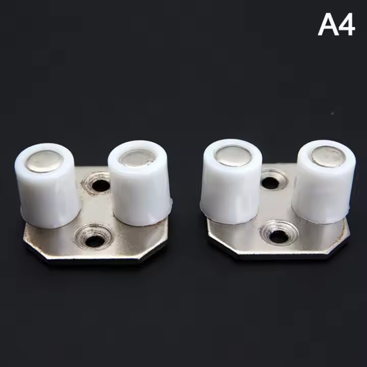2Pcs Guía De Rueda Para Puerta Deslizante De Madera Montaje En Piso Soporte De Cima Material De Hierro Acero Y Nylon - 1