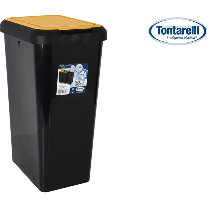 Tontarelli - Cubo Basura Reciclaje Doble Apertura 45L - Capacidad Ampliada - Diseño Elegante - Resistente a Golpes - 1