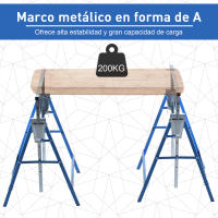 HOMCOM Set de 2 Caballetes Telescópicos Plegables con Altura Ajustable Caballetes de Sierra de Acero para Mesa y Trabajo de Bricolaje Carga 200 kg 68x58x80-130 cm - details 4