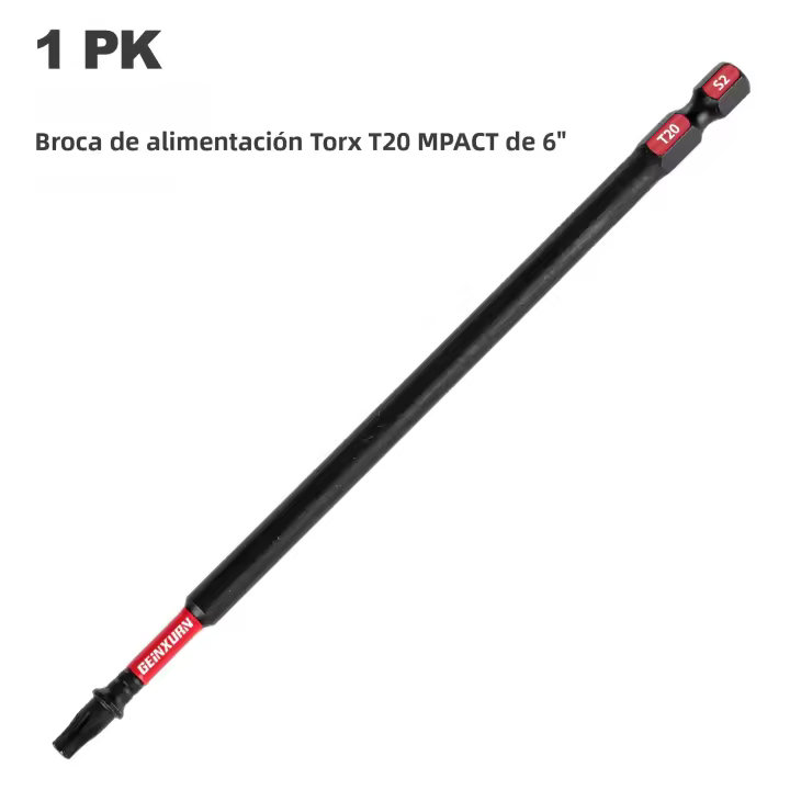 GEINXURN Impacto Duro #20 Tornillo 6 Pulgadas Insert Driver Bits Magnético T20 Poder Bits S2 Acero De Aleación T20 Conjunto De Destornilladores - 1