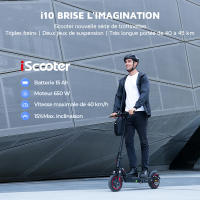 Patinete eléctrico plegable iScooter i10 - Ruedas de 10" - Adulto - 650 W, 4 velocidades, autonomía de 40-45 km, batería de 15 Ah - details 0