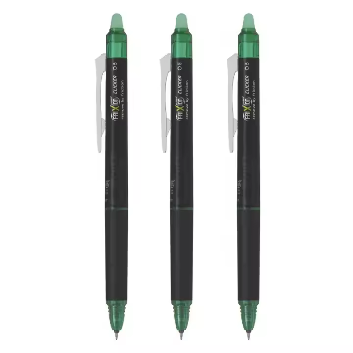 Pilot Bolígrafo Frixion Point Clicker Punta Aguja 0,5mm Retráctil Grip Tinta Borrable Verde (Pack de 3) - 1
