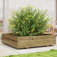 vidaXL Jardinera de madera de pino impregnada 100x100x26,5 cm - details 1