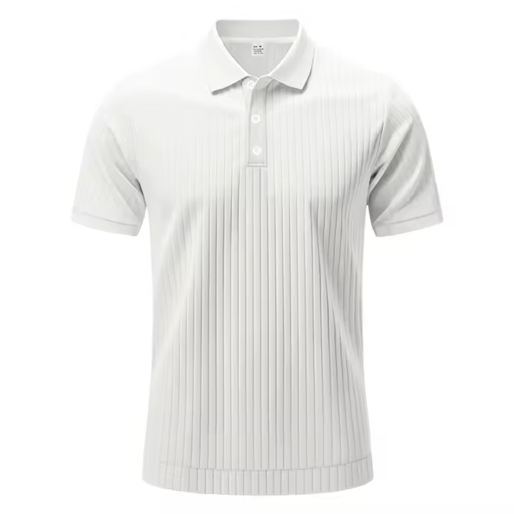 Polo de manga corta con solapa elástica de seda helada de secado rápido para hombre de verano americano - 1