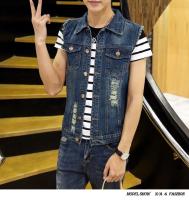 Chaqueta De Jean Sin Mangas Para Hombre 2023 Primavera Azul Negro Estilo Vaquero Chaqueta De Denim Vestido De Cintura Vest - details 7
