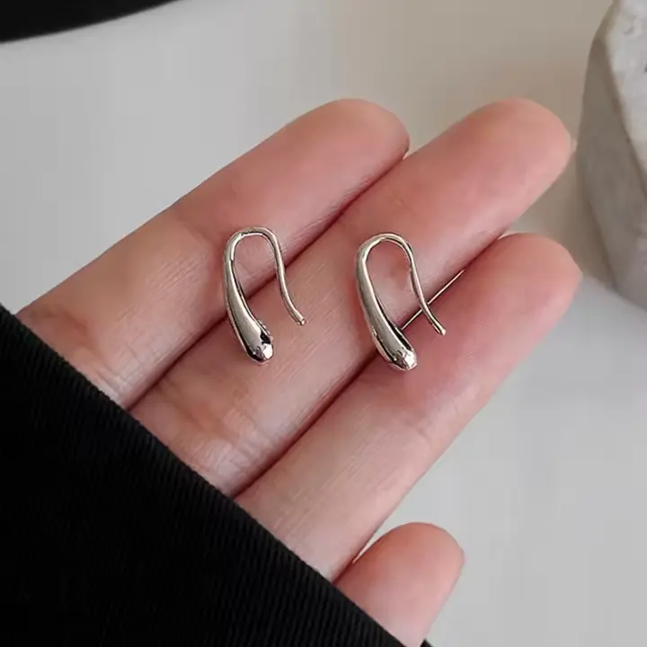 Pendientes De Agua Caída Para Mujer En Plata De Ley 925 Simplicidad Elegante Joyería Retro Para Fiestas Cumpleaños Regalos - 1