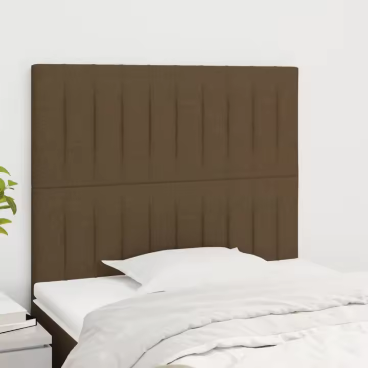 vidaXL Cabeceros 2 unidades de tela marrón oscuro 90x5x78/88 cm - 1
