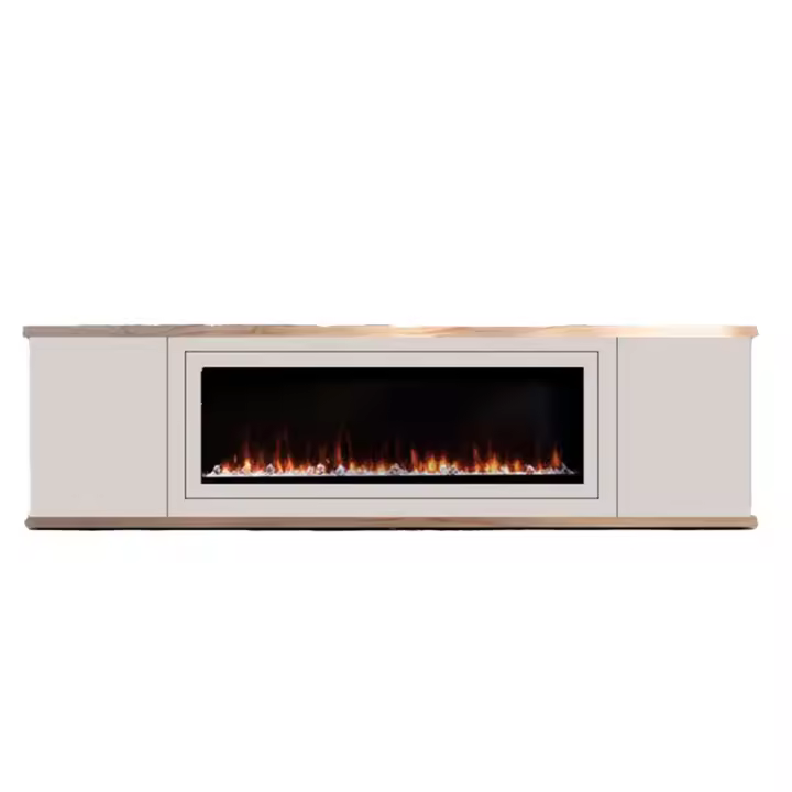 Sen Mueble Complete Arosio 108 Mueble De Madera Gris y Chimenea Electrica 1500W Mando a Distancia Mueble Artesanal Calidad Resistencia y Diseno Para Cualquier Environment Mando to Distancia - 1